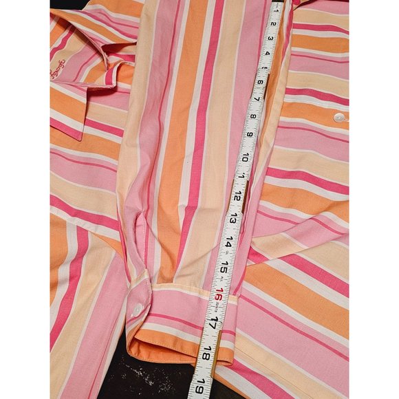 Foxcroft Wrinkle Free Button Down blouse size 14 vertical‎ stripes Pink - Picture 7 of 8
